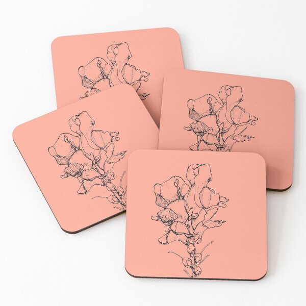 Item preview, Snapdragon Botanical Illustration | Black Line | Salmon Pink Background designed and sold by RedolentPress.