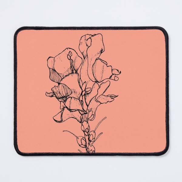 Item preview, Snapdragon Botanical Illustration | Black Line | Salmon Pink Background designed and sold by RedolentPress.
