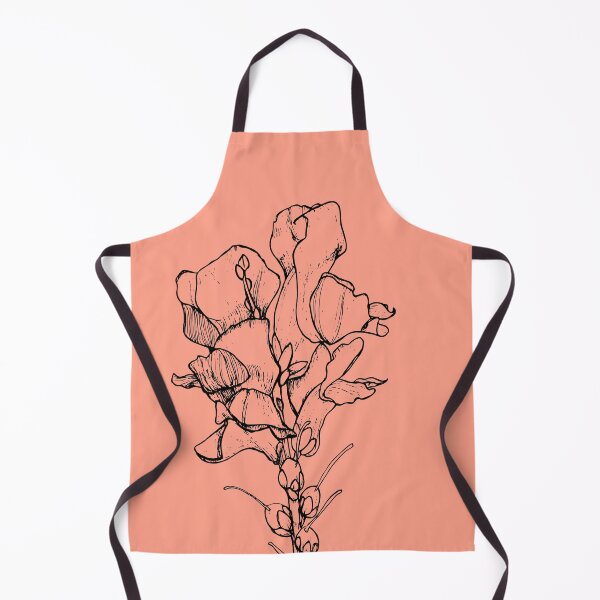 Item preview, Snapdragon Botanical Illustration | Black Line | Salmon Pink Background designed and sold by RedolentPress.