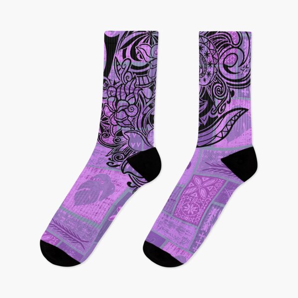 Item preview, Hawaiian Black Overlay With Purple Village Tiare Tapa Artboard  designed and sold by sunnthreads.