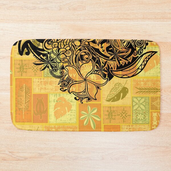 Item preview, Hawaiian Black Overlay With Golden Village Sunrise Tiare Tapa Artboard  designed and sold by sunnthreads.