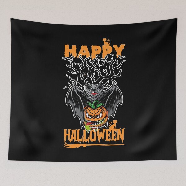 Item preview, Happy Halloween Pumpkin And Bat designed and sold by thecooltable.
