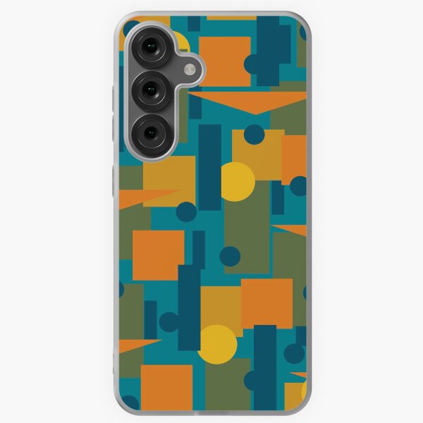 Item preview, Mid-Century Modern Geometrica Pattern in Moroccan Teal Blue Olive Green Mustard Yellow Orange designed and sold by kierkegaard.