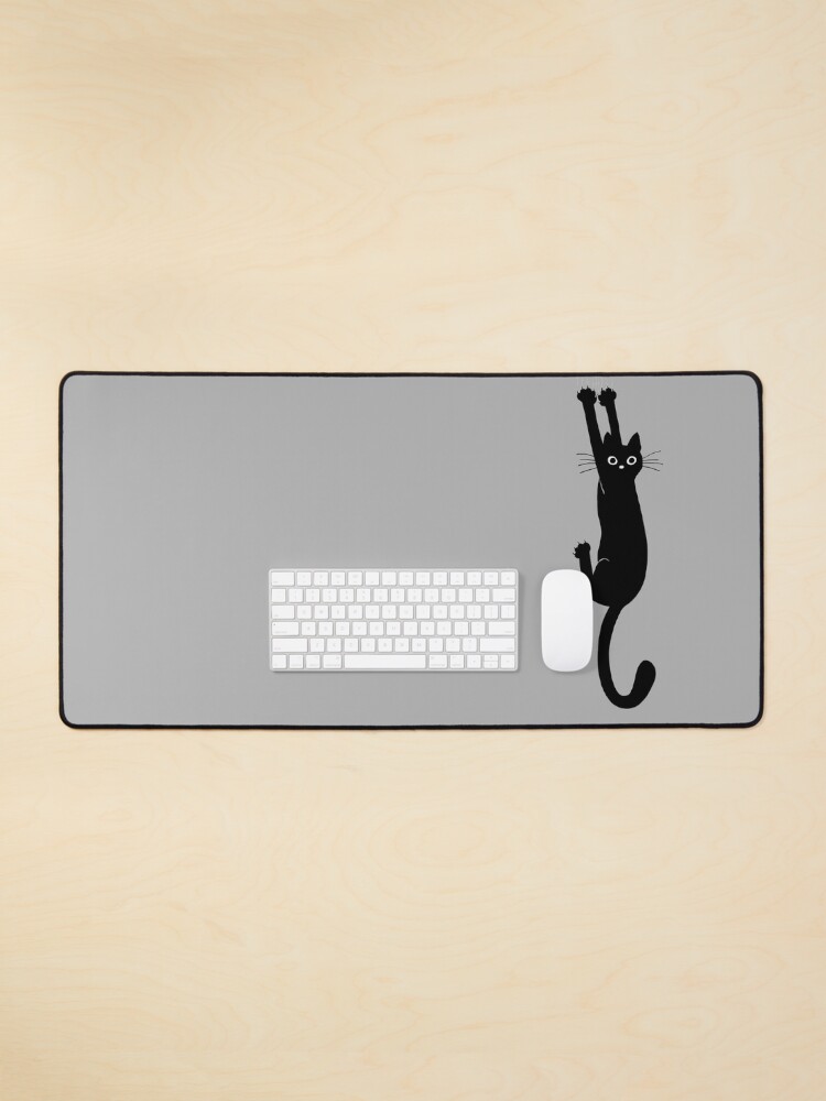 Thumbnail 1 of 5, Mouse Pad, Black Cat Holding On designed and sold by ShortCoffee.