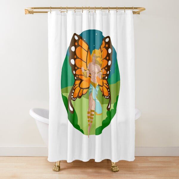 fairy male in the woods Shower Curtain
