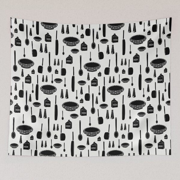 Item preview, Black and White In the Kitchen Retro Seamless Pattern designed and sold by anzelas.