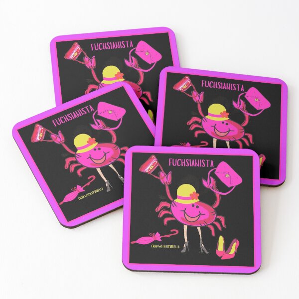 Item preview,  CUTE FUNNY CARTOON FUCHSIA  RED PINK FUCHSIANISTA “CRAB WITH UMBRELLA” designed and sold by EllieMonroe.