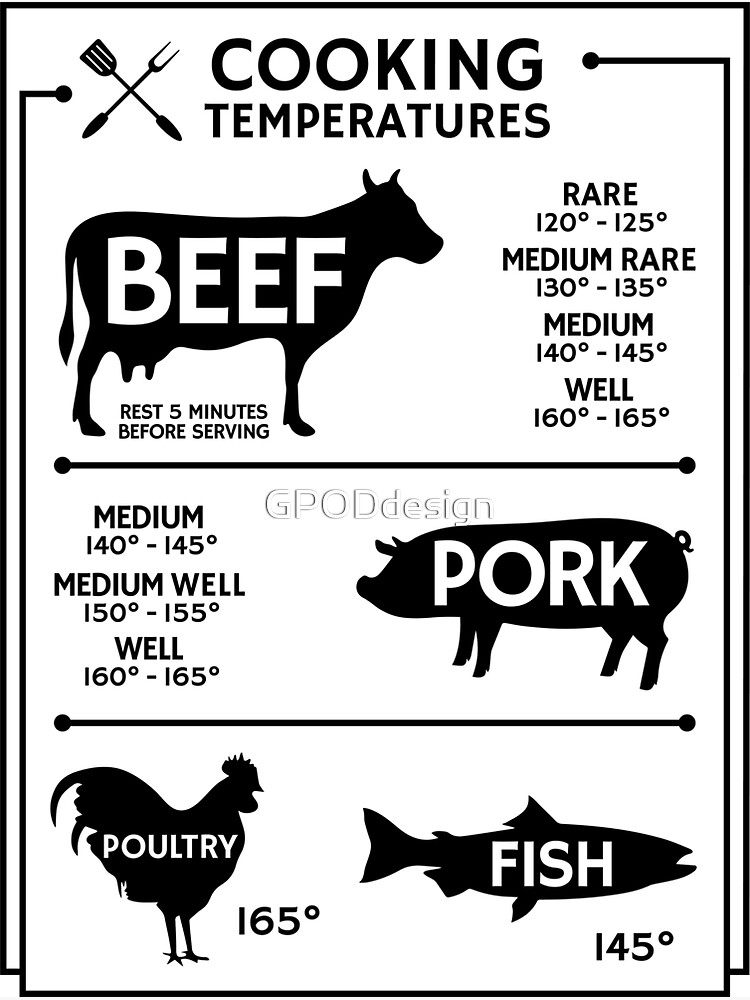 Meat Temp Magnet, Meat Temp Guide, Kitchen Meat Cooking Temperatures, Bbq  Magnet, Cooking Lover Gift 