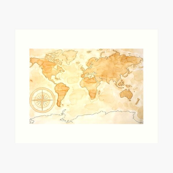 Item preview, Tea-Stained World Map designed and sold by inktrips.