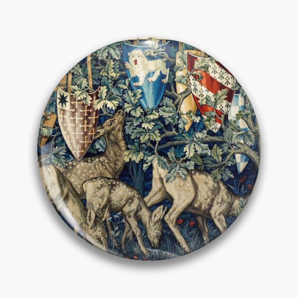 Item preview, Quest for the Holy Grail Tapestries - Verdure with Deer and Shields (1900) by William Morris, Edward Burne-Jones and John Henry Dearle designed and sold by amrmab.