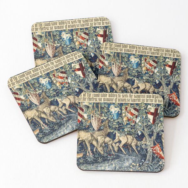 Item preview, Quest for the Holy Grail Tapestries - Verdure with Deer and Shields (1900) by William Morris, Edward Burne-Jones and John Henry Dearle designed and sold by amrmab.