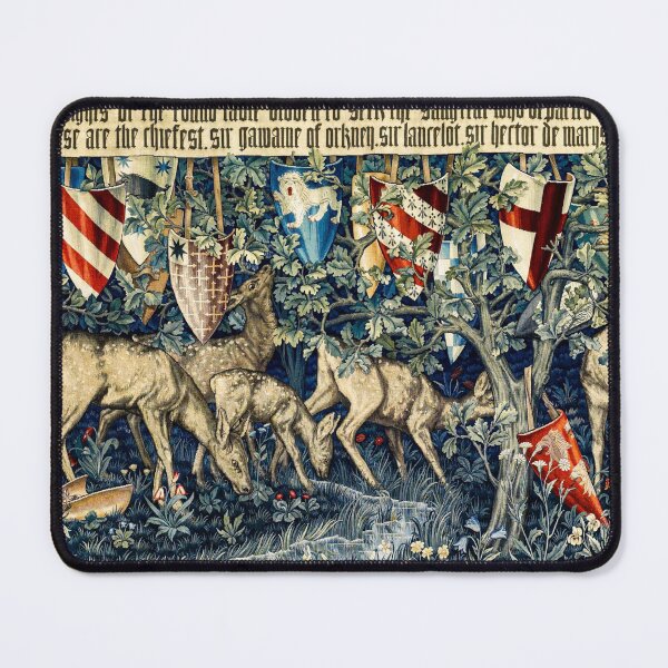 Item preview, Quest for the Holy Grail Tapestries - Verdure with Deer and Shields (1900) by William Morris, Edward Burne-Jones and John Henry Dearle designed and sold by amrmab.