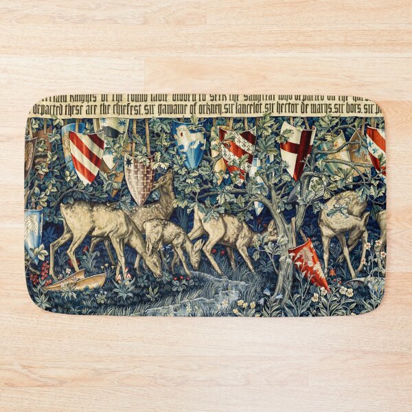Item preview, Quest for the Holy Grail Tapestries - Verdure with Deer and Shields (1900) by William Morris, Edward Burne-Jones and John Henry Dearle designed and sold by amrmab.