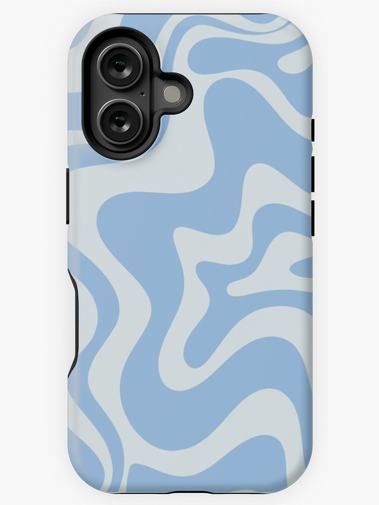 Thumbnail 1 of 4, iPhone Case, Retro Liquid Swirl Abstract Pattern in Pastel Powder Blue designed and sold by kierkegaard.