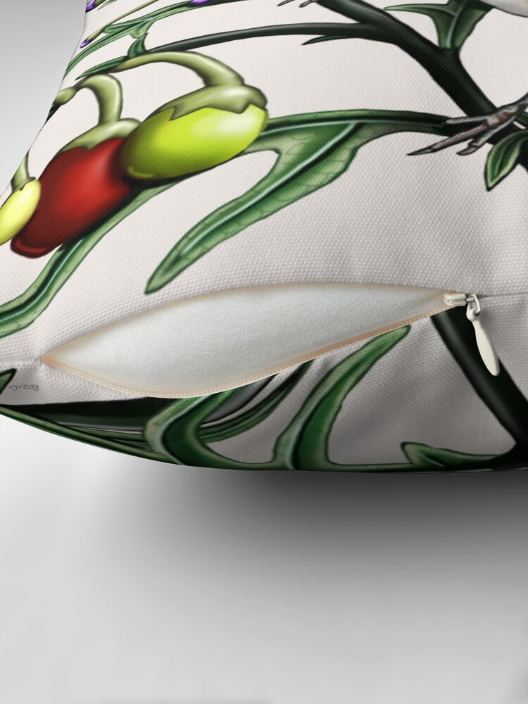 Thumbnail 2 of 4, Pillow, Silver Eye in Kangaroo Apple #2 by Australian artist Laural Retz designed and sold by lauralretz.