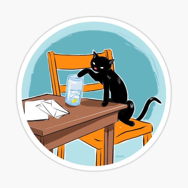 Chat and Water with Lemon on a Table Sticker