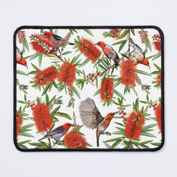 Item preview, Scarlet Honeyeaters in Callistemon by Australian artist Laural Retz designed and sold by Laural Retz.