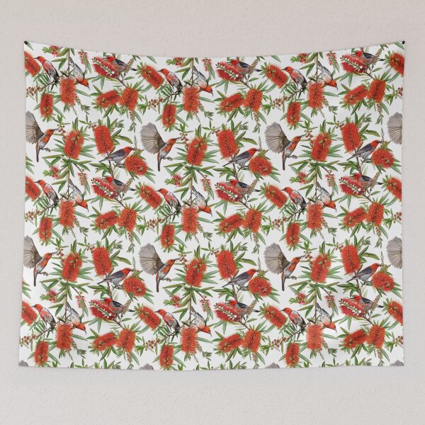 Item preview, Scarlet Honeyeaters in Callistemon by Australian artist Laural Retz designed and sold by Laural Retz.