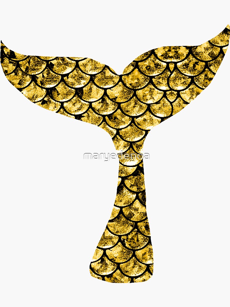 Mermaid Tail Gold Sticker For Sale By Maryedenoa Redbubble