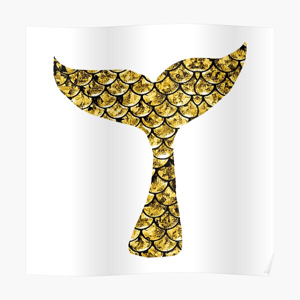 Mermaid Tail Gold Poster For Sale By Maryedenoa Redbubble