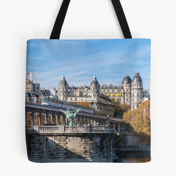 Item preview, Metro with graffiti on Bir-Hakeim bridge in Autumn - Paris designed and sold by Ulysse Pixel.
