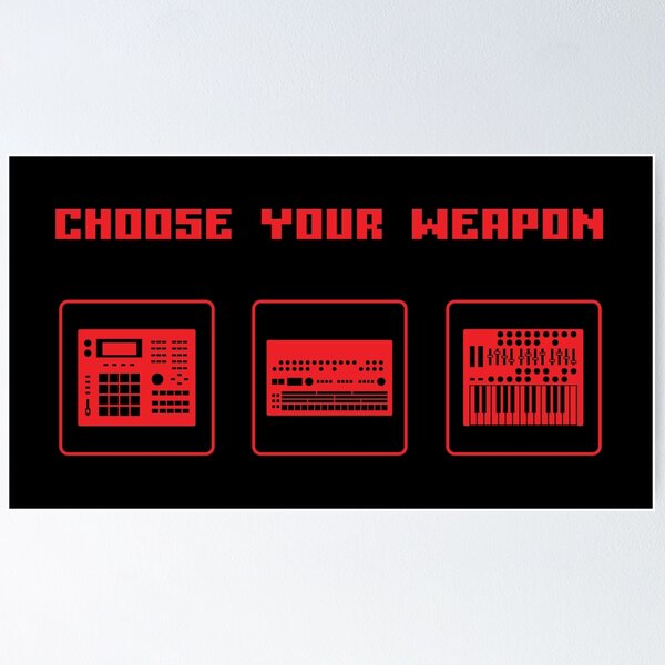Artikelvorschau, Wählen Sie Ihre Waffen-Drum-Machine und Ihren Synth-Selektor für elektronische Musiker entworfen und verkauft von AtomicMalibu.