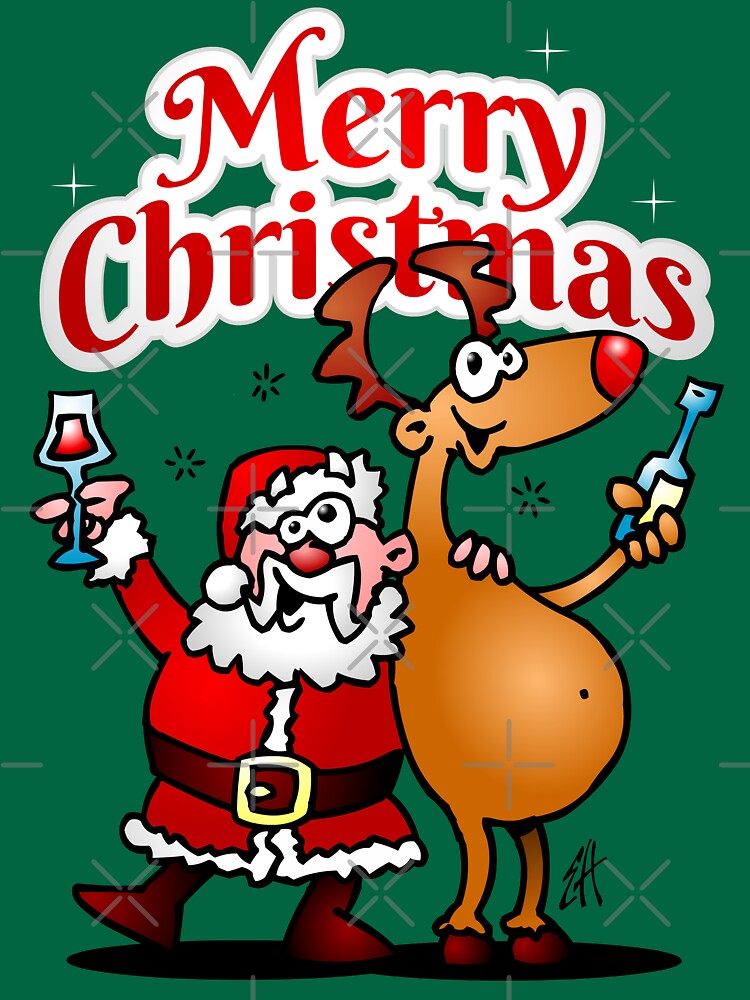 Merry Christmas - Santa Claus and his Reindeer by cardvibes