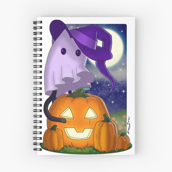 Item preview, pumpkin kitty ghost designed and sold by brooke-a-doodle.