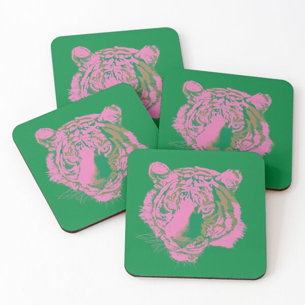Item preview, Tiger portrait (pink green) designed and sold by Isabelle-T.