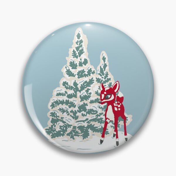 Item preview, Vintage Christmas Tree Cookie with Red Baby Deer Ornament in Snow designed and sold by NattyDesigns.