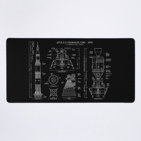 Apollo Program (1961 - 1975) White Stencil-No Background Desk Mat