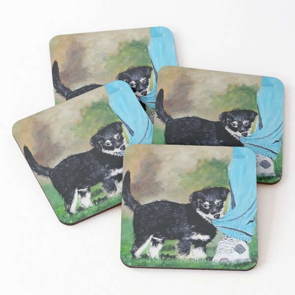 Item preview, Pintura al óleo de un lindo perro jugando con su dueño. designed and sold by Abha-Hues.