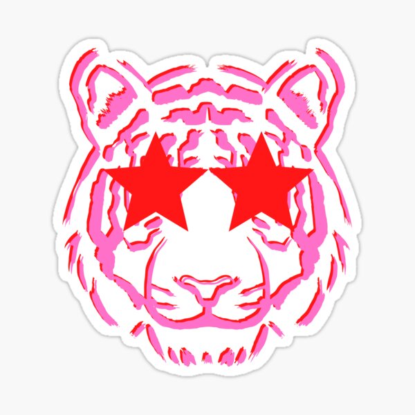 3 Preppy Pink Tiger With Star Eyes PNG Digital Download 