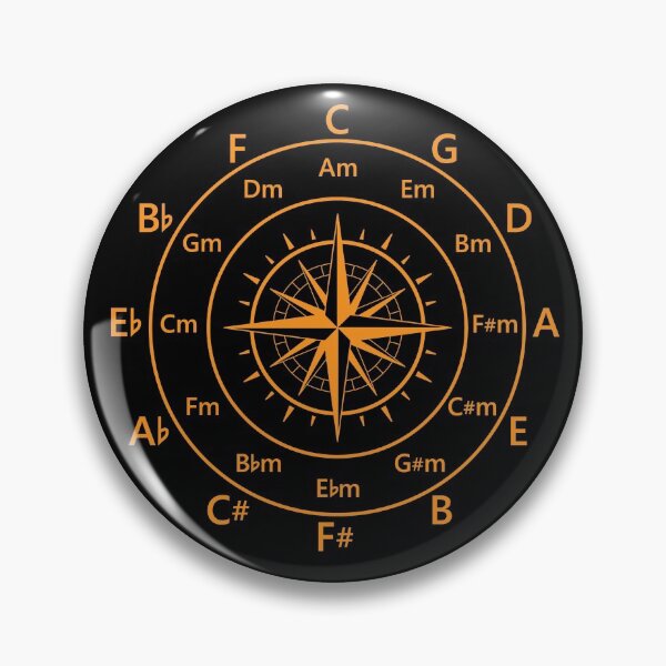 Item preview, Circle of Fifths Old Compass Style Warm Orange designed and sold by nightsworthy.