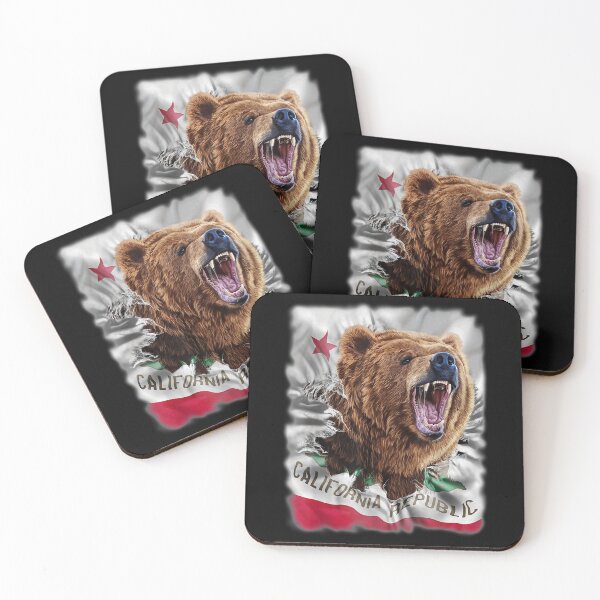 Item preview, Grizzly Bear Burst Out California Republic Flag designed and sold by bessiey23.