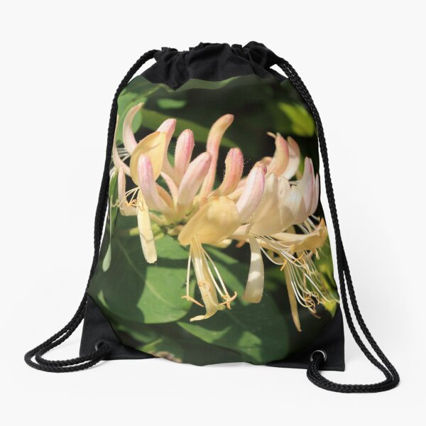 www.lizgarnett.com - Honeysuckle flower in Kent, England Drawstring Bag