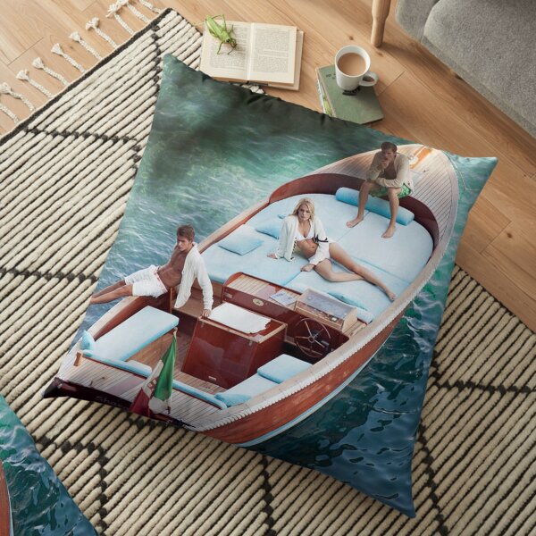 Three People On Boat Aarons Poster Floor Pillow