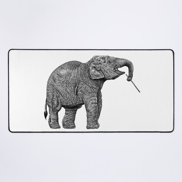Item preview, Baby Asian elephant - ink illustration designed and sold by LorenDowding.