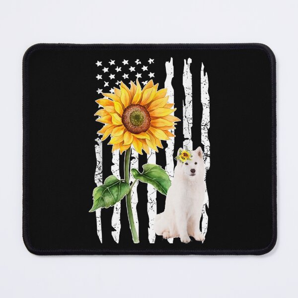 Item preview, Samoyed Dog American Flag And Sunflower Gifts designed and sold by bessiey23.