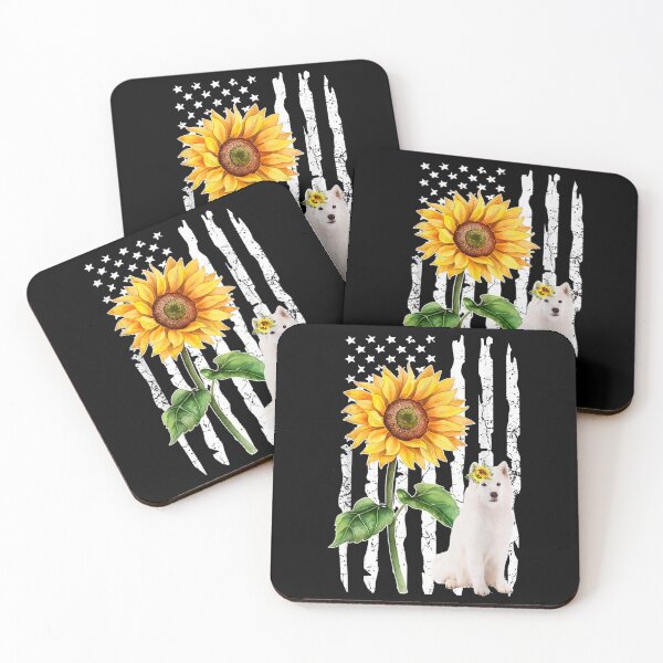 Item preview, Samoyed Dog American Flag And Sunflower Gifts designed and sold by bessiey23.