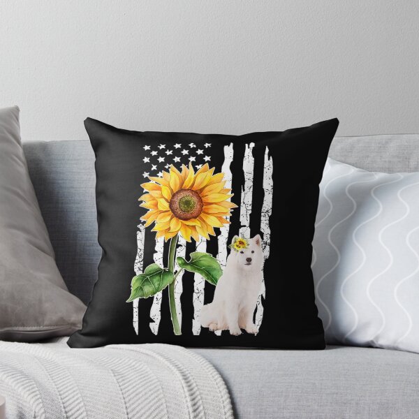 Item preview, Samoyed Dog American Flag And Sunflower Gifts designed and sold by bessiey23.
