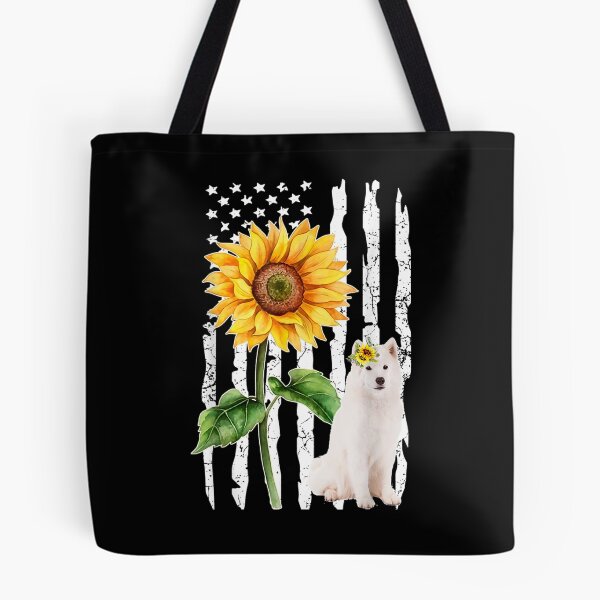 Item preview, Samoyed Dog American Flag And Sunflower Gifts designed and sold by bessiey23.