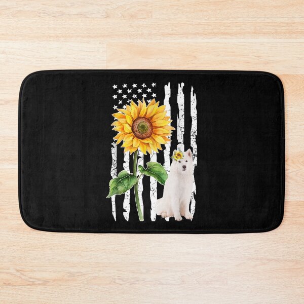 Item preview, Samoyed Dog American Flag And Sunflower Gifts designed and sold by bessiey23.