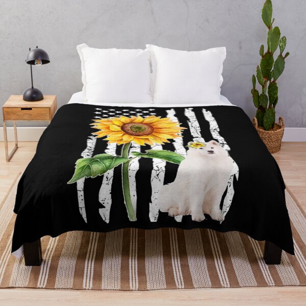 Item preview, Samoyed Dog American Flag And Sunflower Gifts designed and sold by bessiey23.
