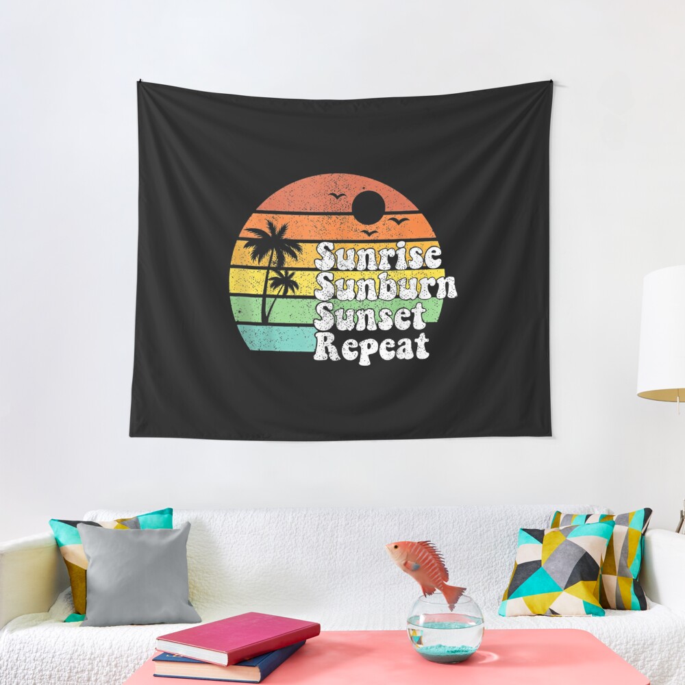 Disover Summer Sunrise Sunburn Sunset Repeat Tapestry