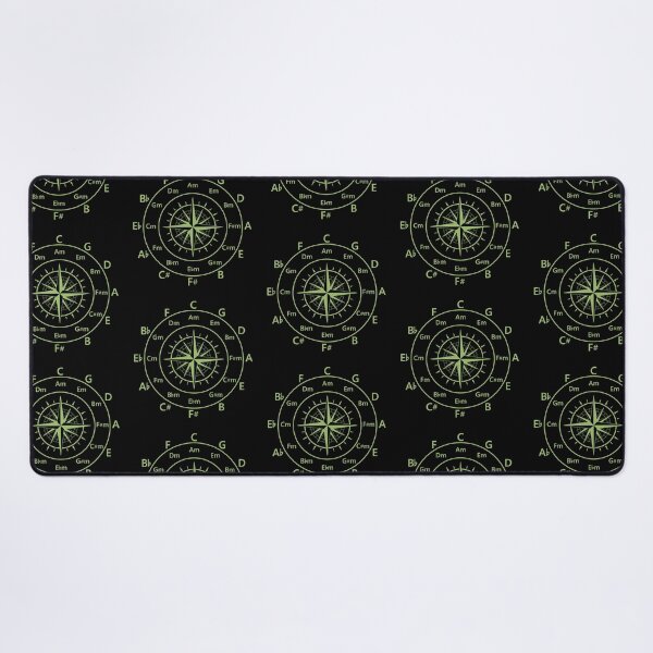 Item preview, Circle of Fifths Old Compass Style Yellow Green designed and sold by nightsworthy.