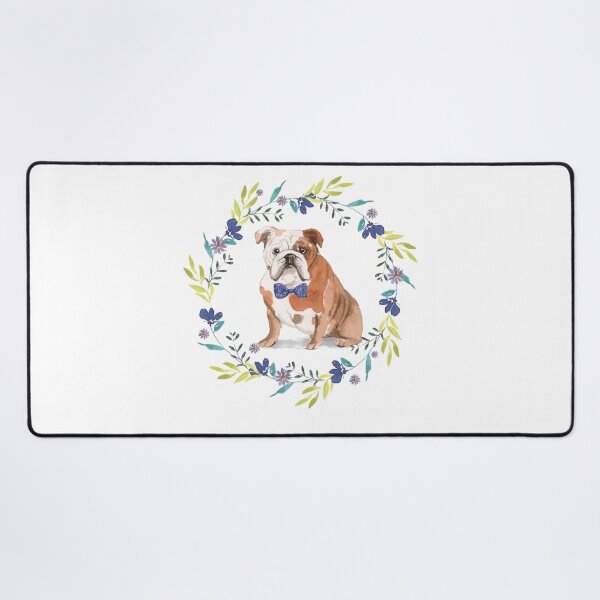 Item preview, Vintage English Bulldog in Floral Frame designed and sold by beastieboutique.
