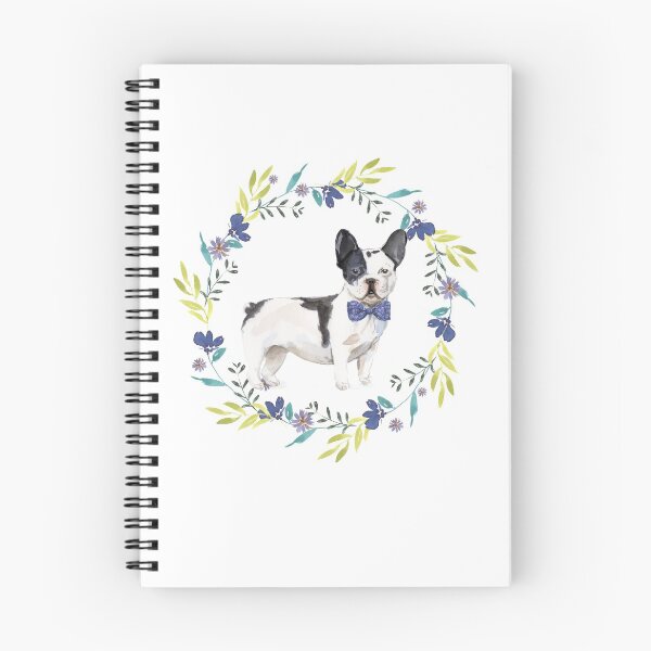 Item preview, Vintage Pied French Bulldog in Floral Frame designed and sold by beastieboutique.