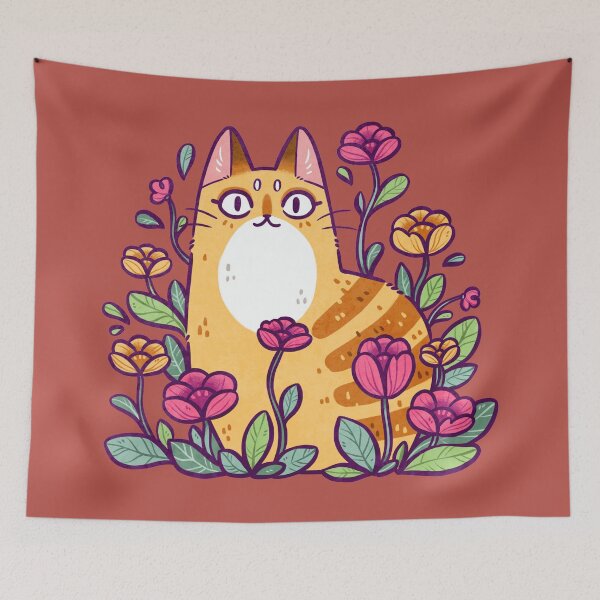 Item preview, Floral Cat Warm Brown designed and sold by kattvalk.