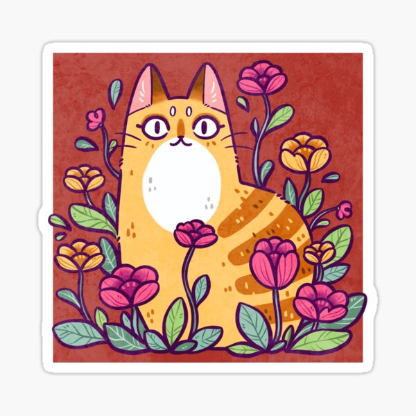 Item preview, Chat Floral Marron Chaud designed and sold by kattvalk.